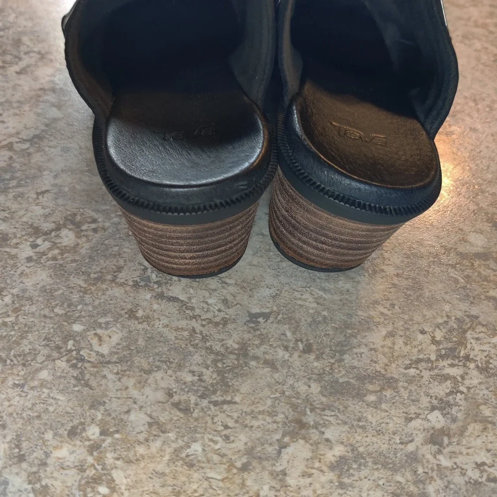 Teva Women's Foxy Sling-Back Clogs 1013674 Black Block Heels Shoes Size 8‎